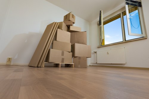 Furniture and boxes placed in short-term storage in Haggerston