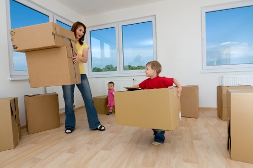 Packed boxes and labelled items ready for long-term storage in Haggerston