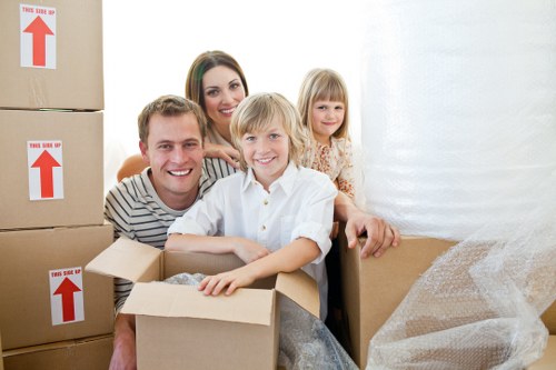 Packed household items prepared for a Haggerston flat move